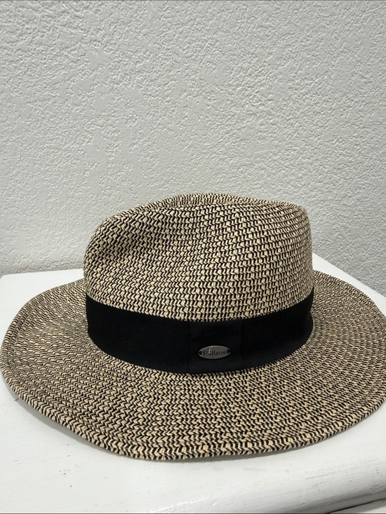 Wallaroo Other - Woven Paper Fedora with Black Band - Unisex Sun Hat—inside brim tighten strings